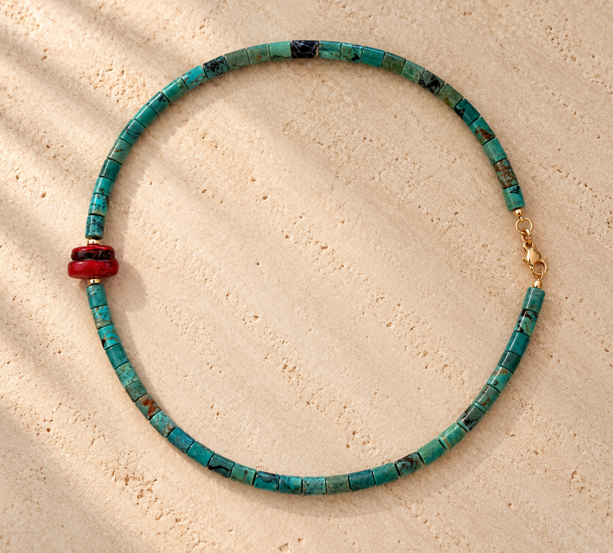 Red Coral + Turquoise Necklace