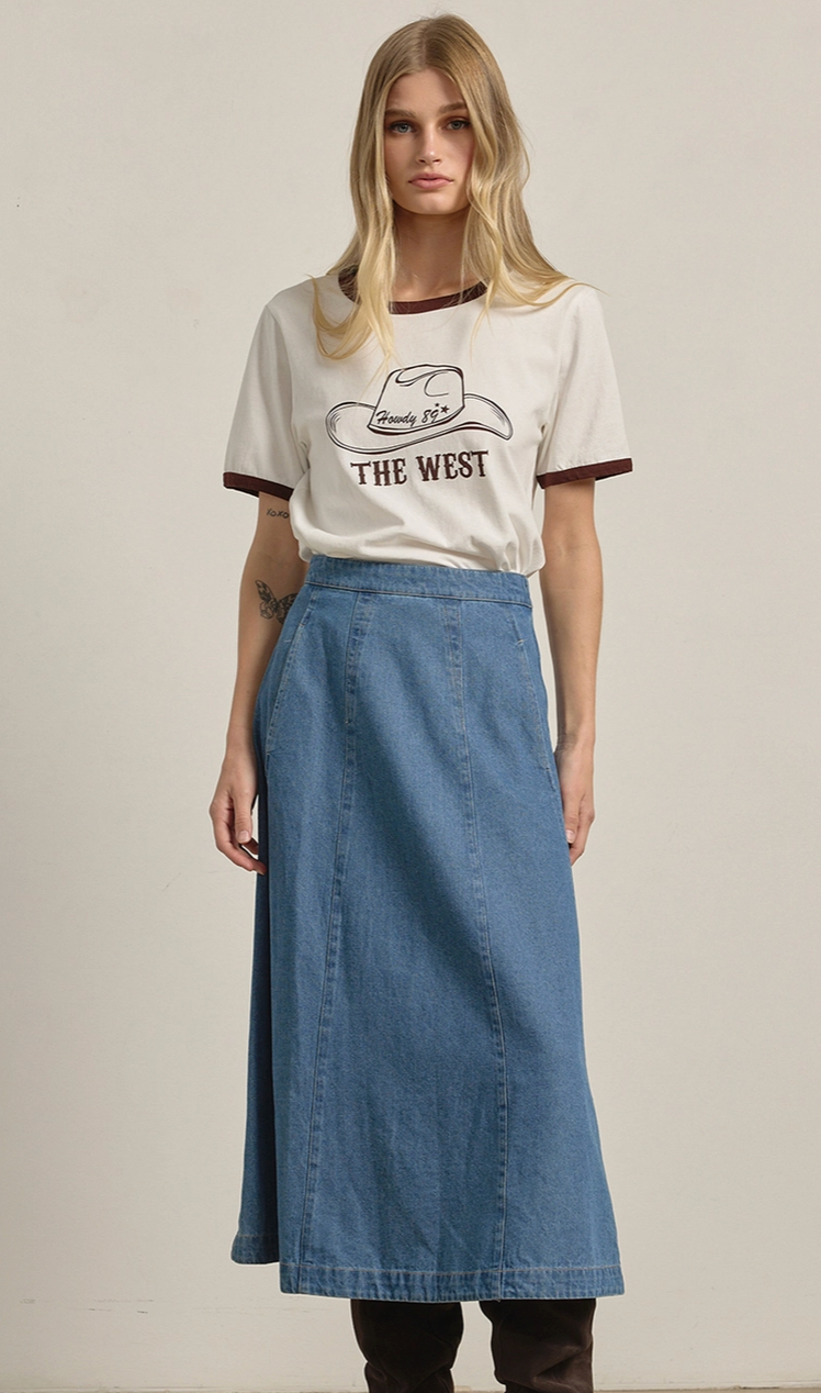 High Waisted Denim Skirt