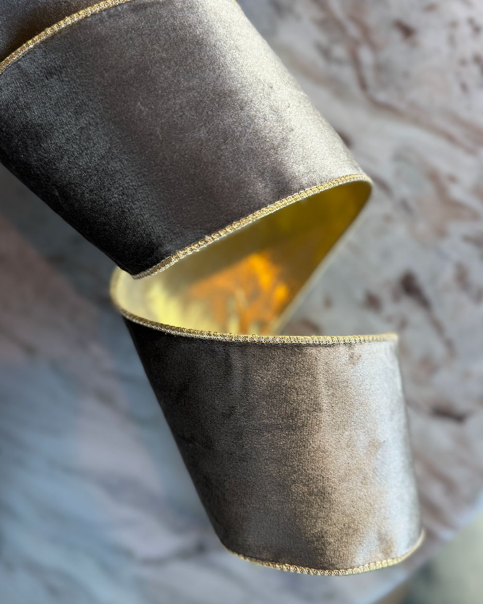 Smokey Velvet and Gold Ribbon