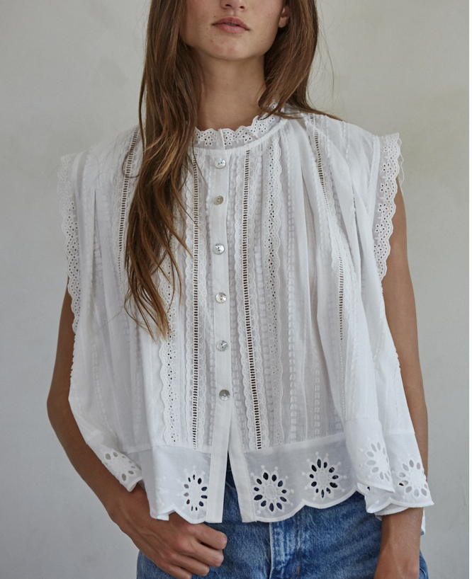 Cotton Eyelet Button Down