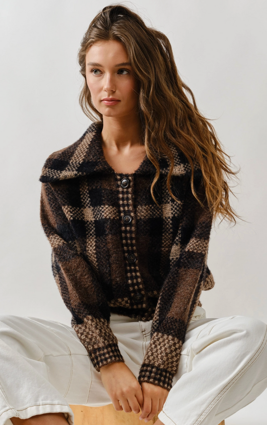 Plaid Button Down Cardigan