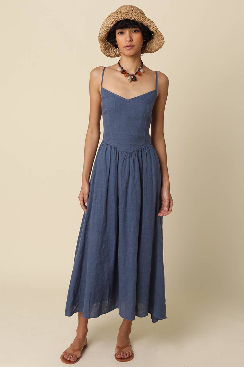 Jodi Linen Sleeveless Maxi Dress