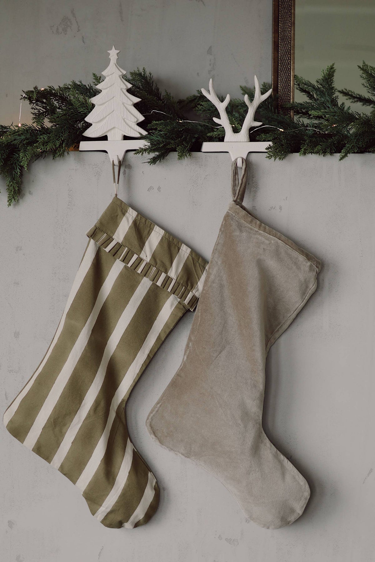 Block Print Stripe Stocking | Olive