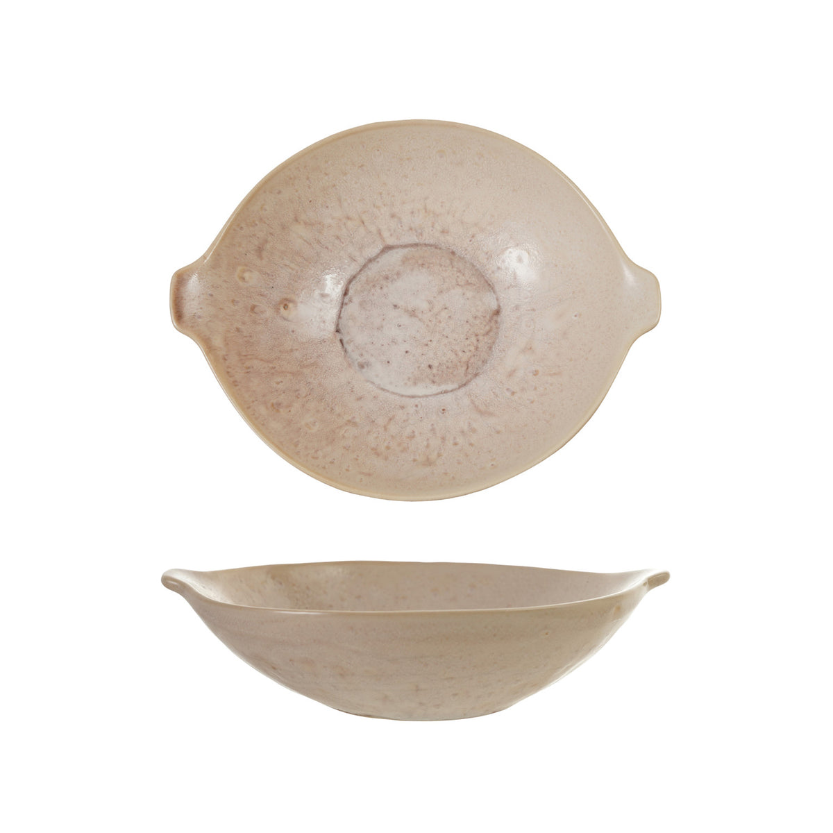 Cream Crackle Bowl w/Handles