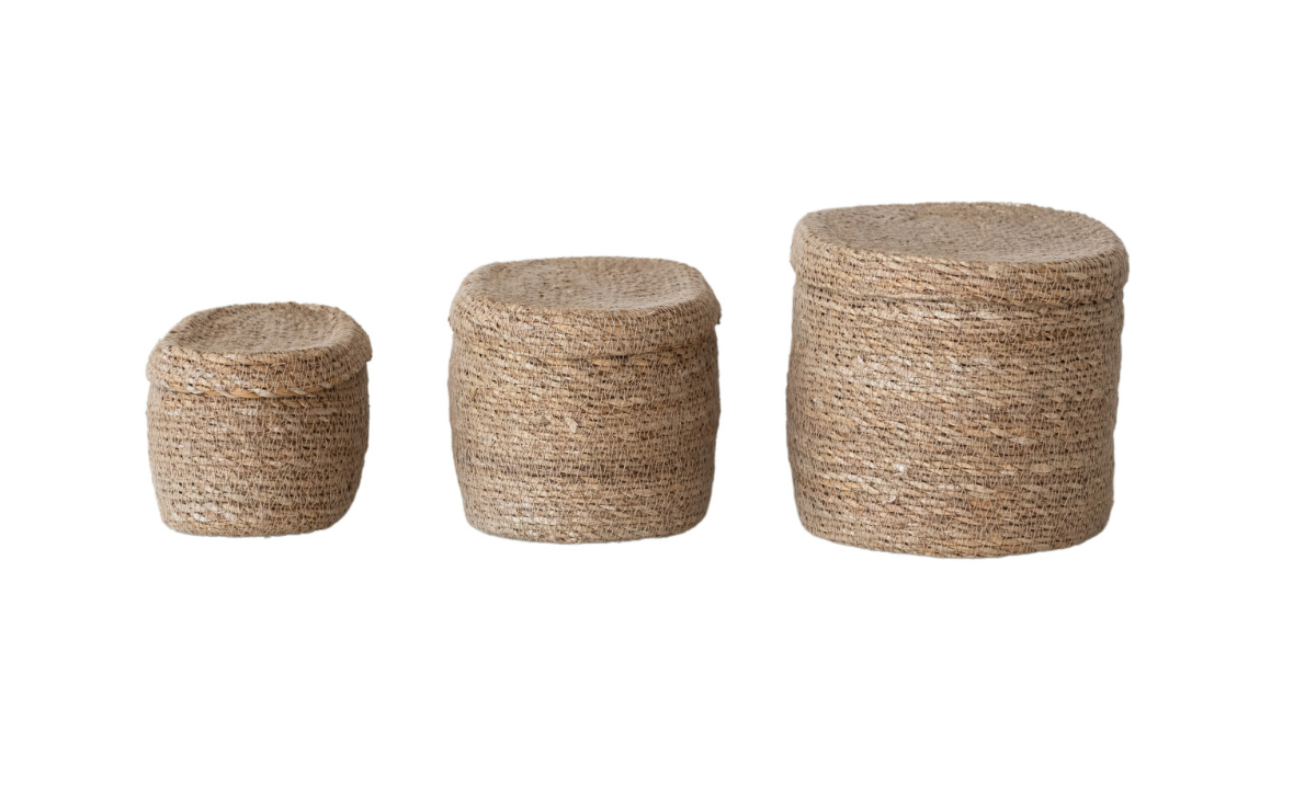 Oval Seagrass Basket w/ Lid
