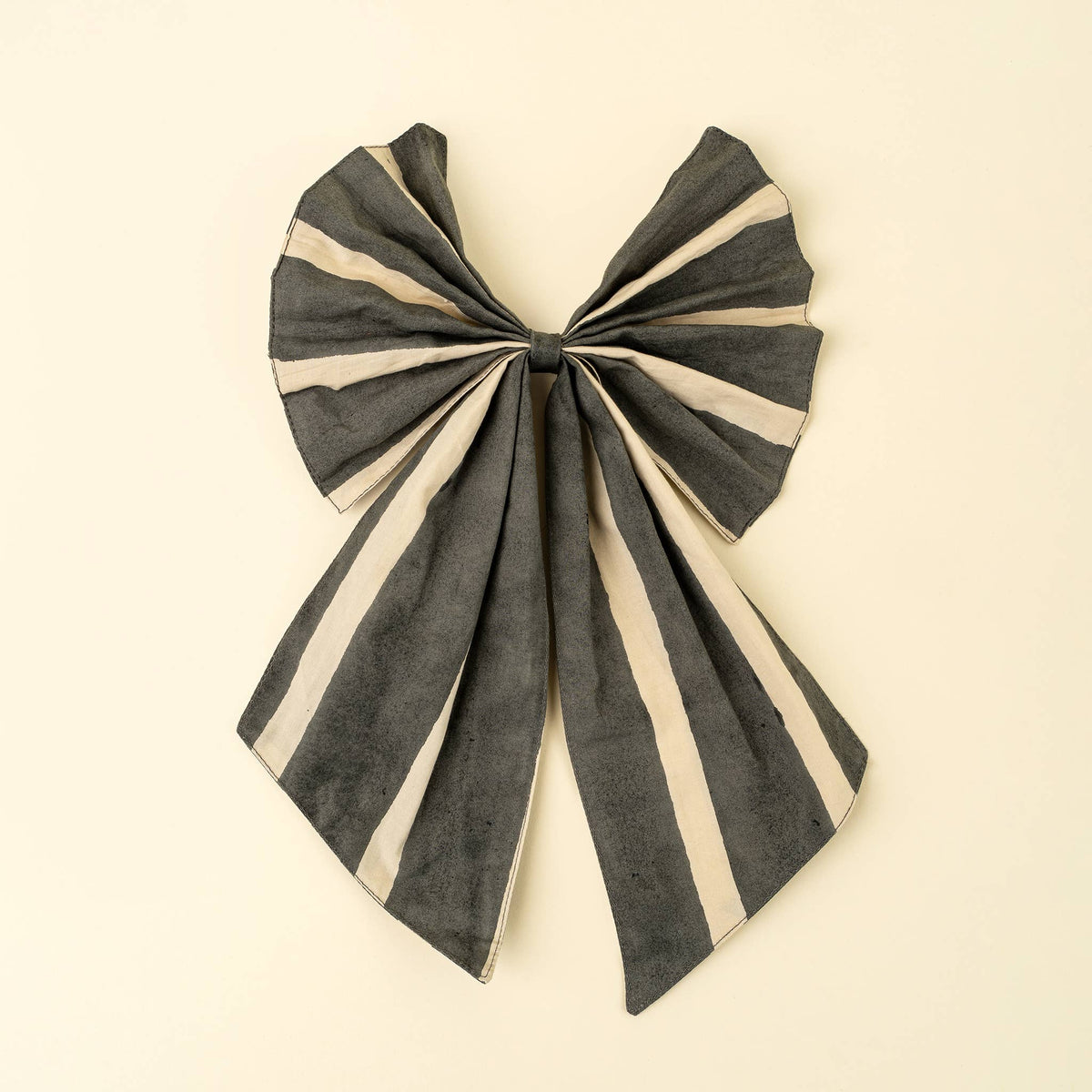 Stripe Bow Clip | Charcoal