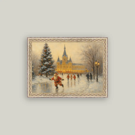 Skating Santa Framed Art