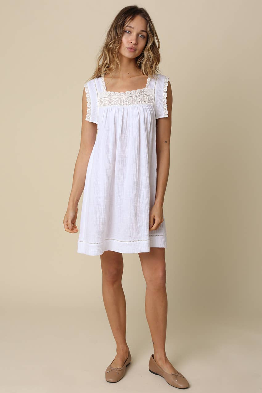 Jamya Square-Neck Empire Mini Dress