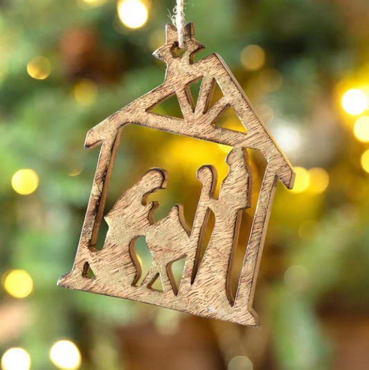 Wooden Nativity Ornament