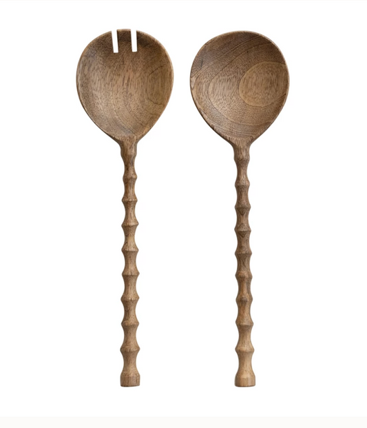 Carved Wood Serving Set