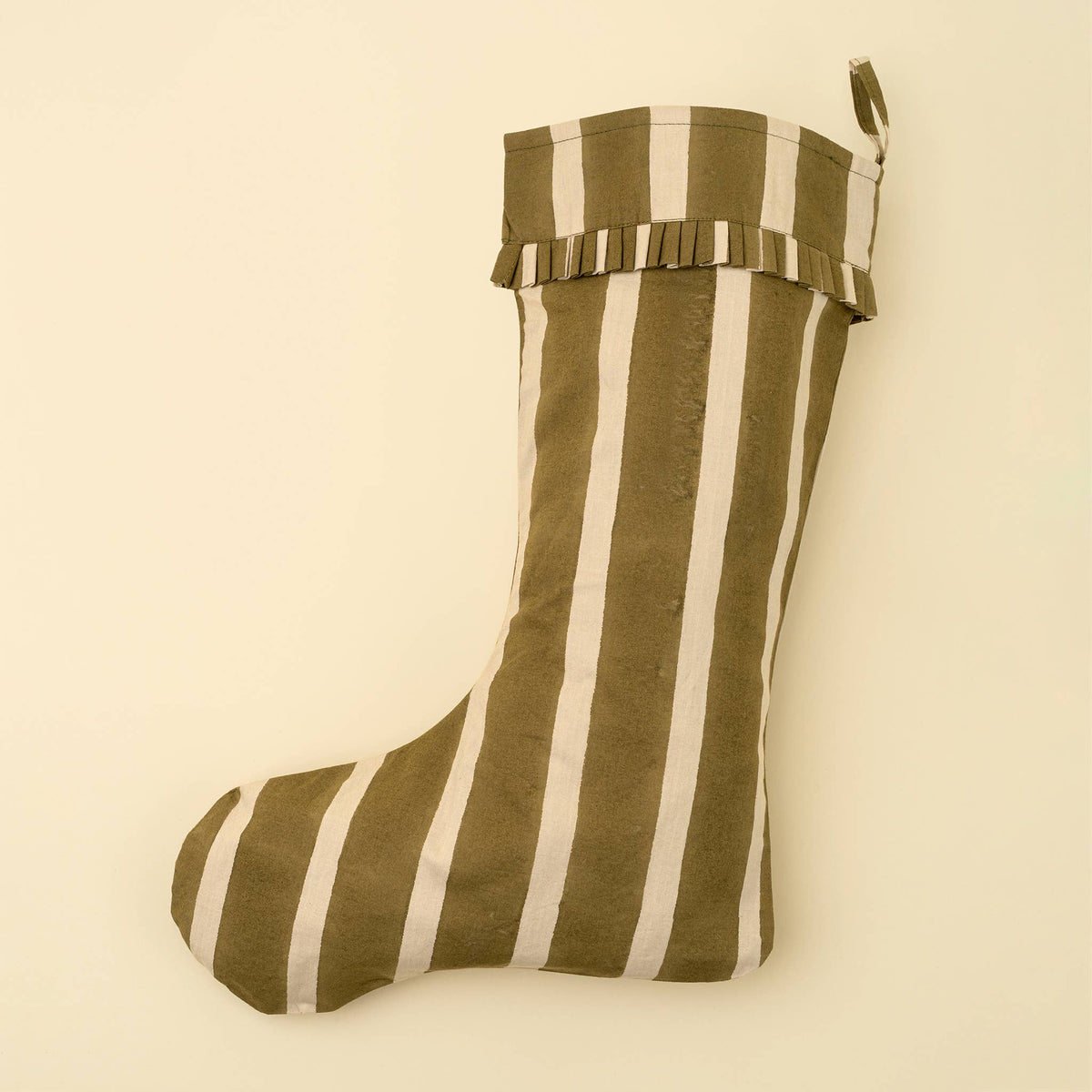 Block Print Stripe Stocking | Olive