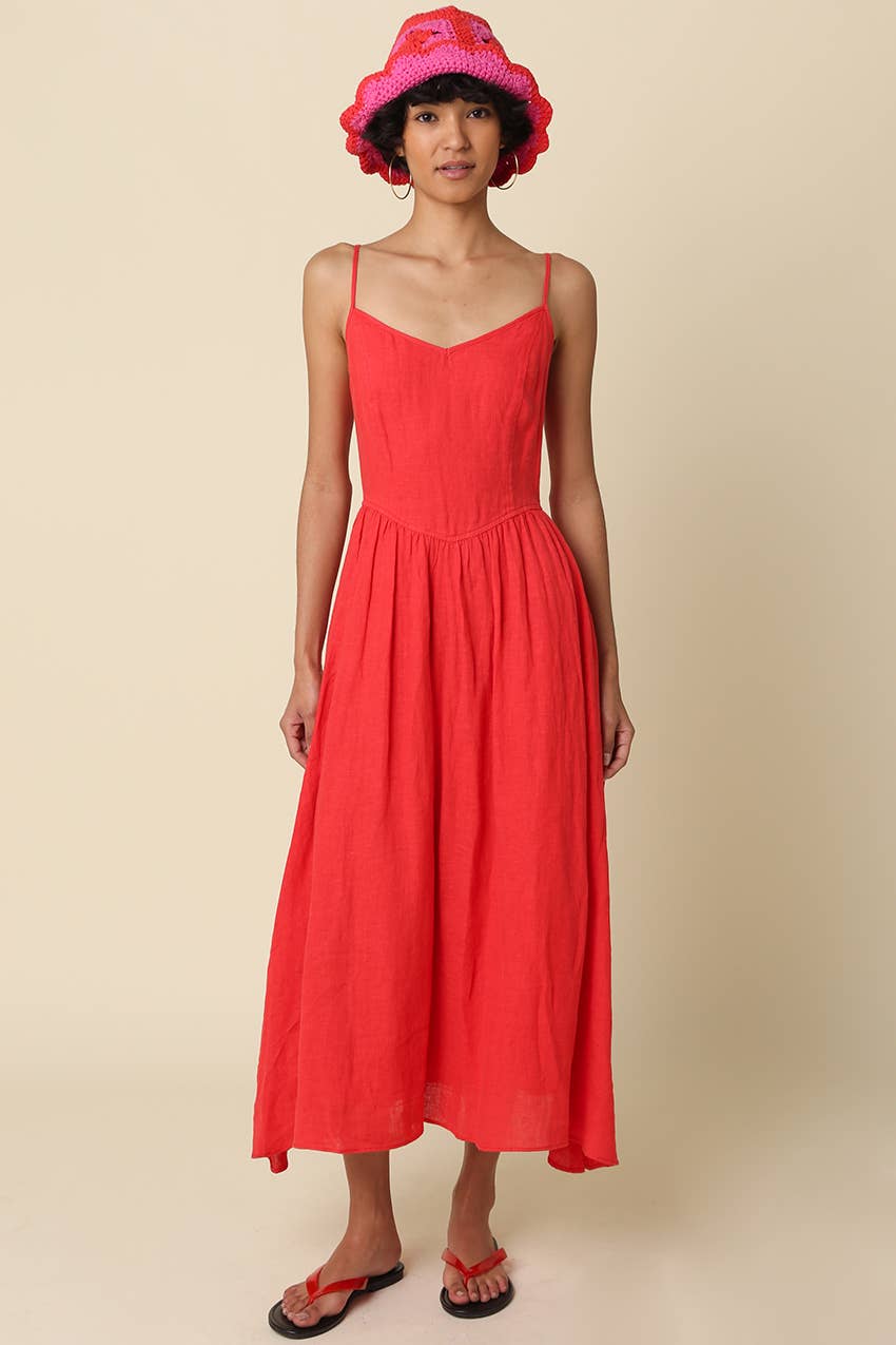 Jodi Linen Sleeveless Maxi Dress