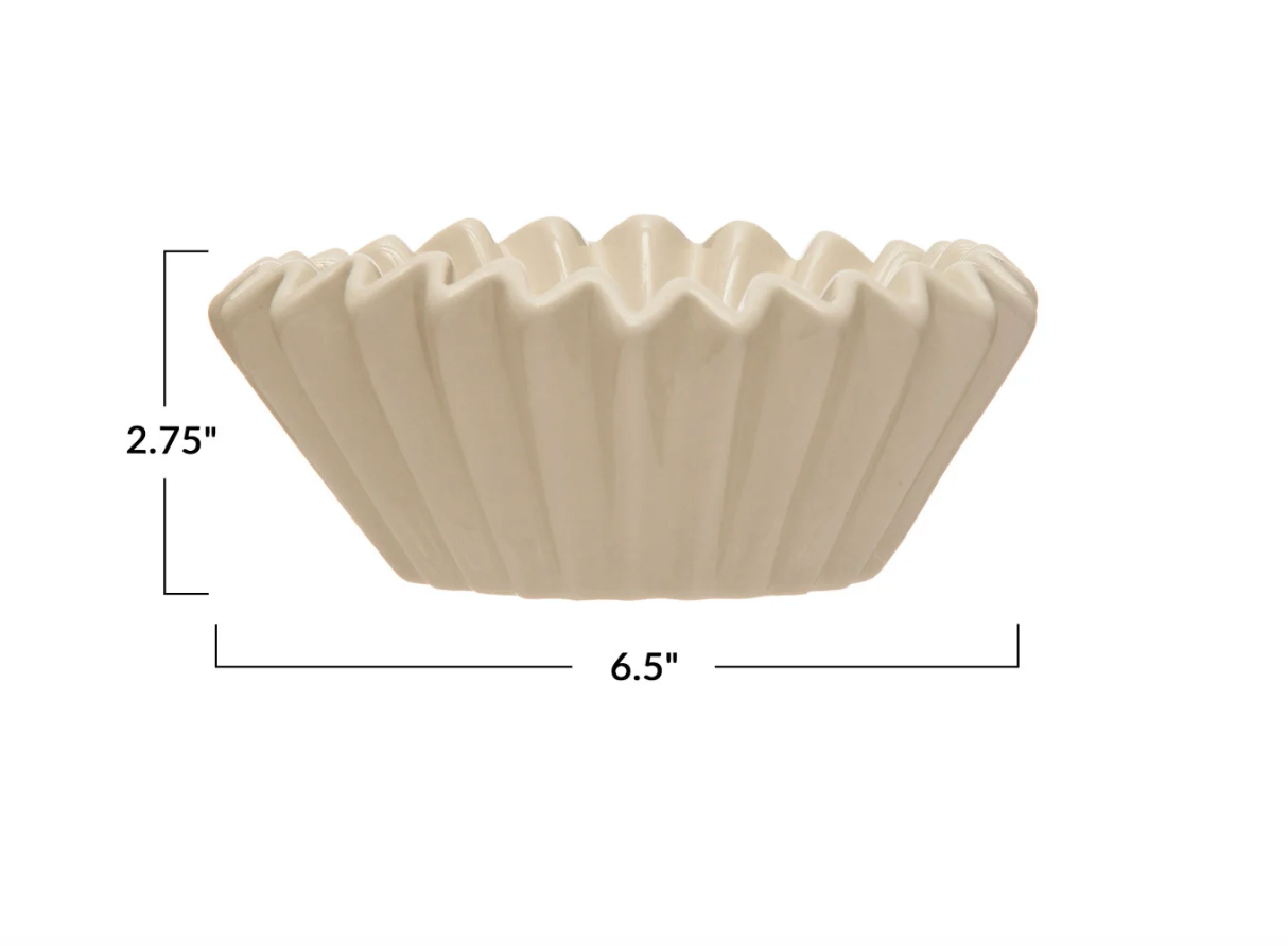 Stoneware Fluted Bowl - White Sm