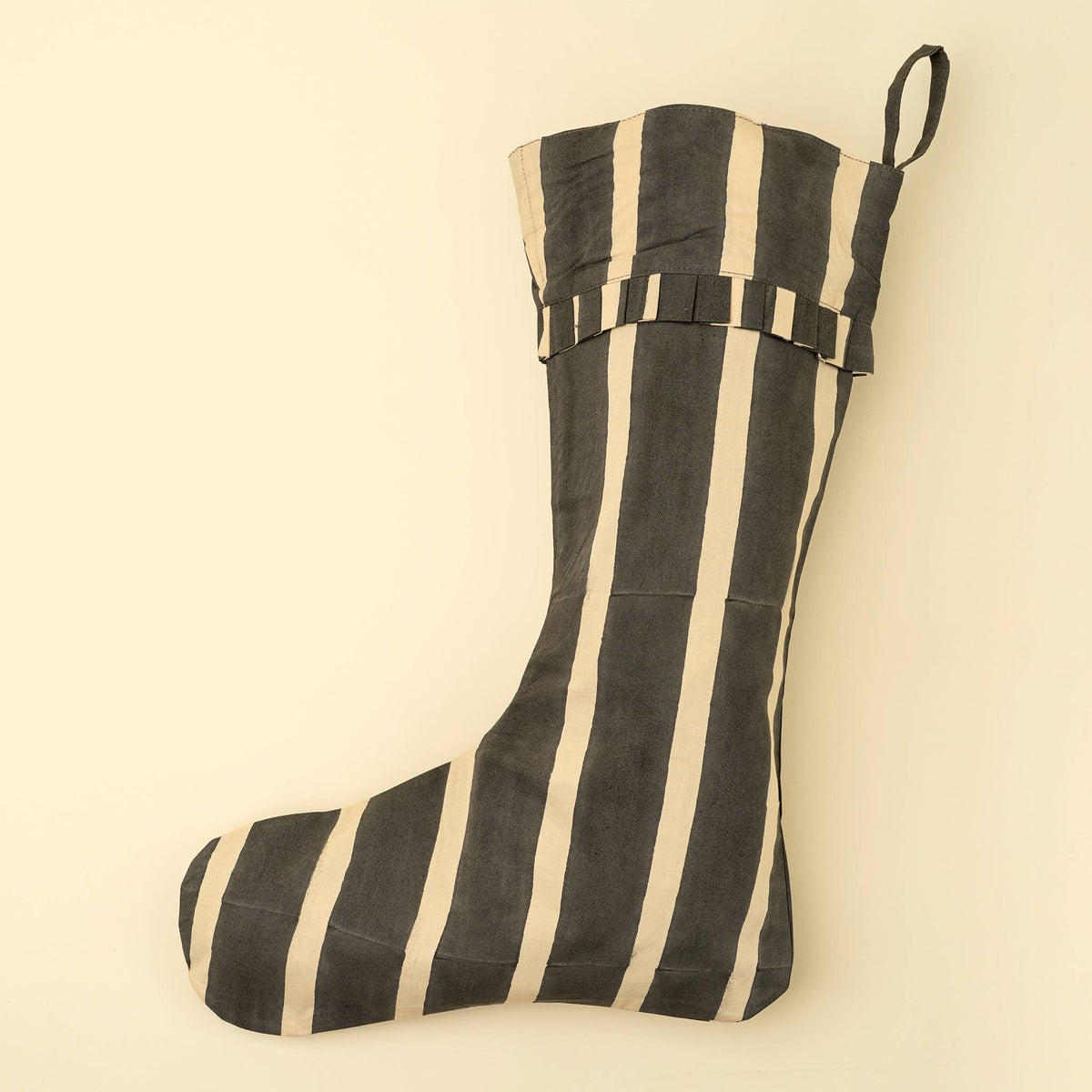 Block Print Stripe Stocking | Charcoal