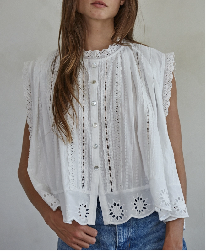 Cotton Eyelet Button Down