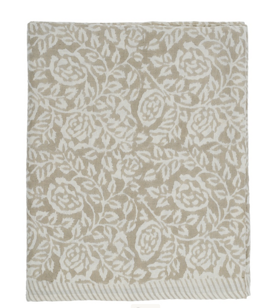 Wild Rose Block Print Table Cloth