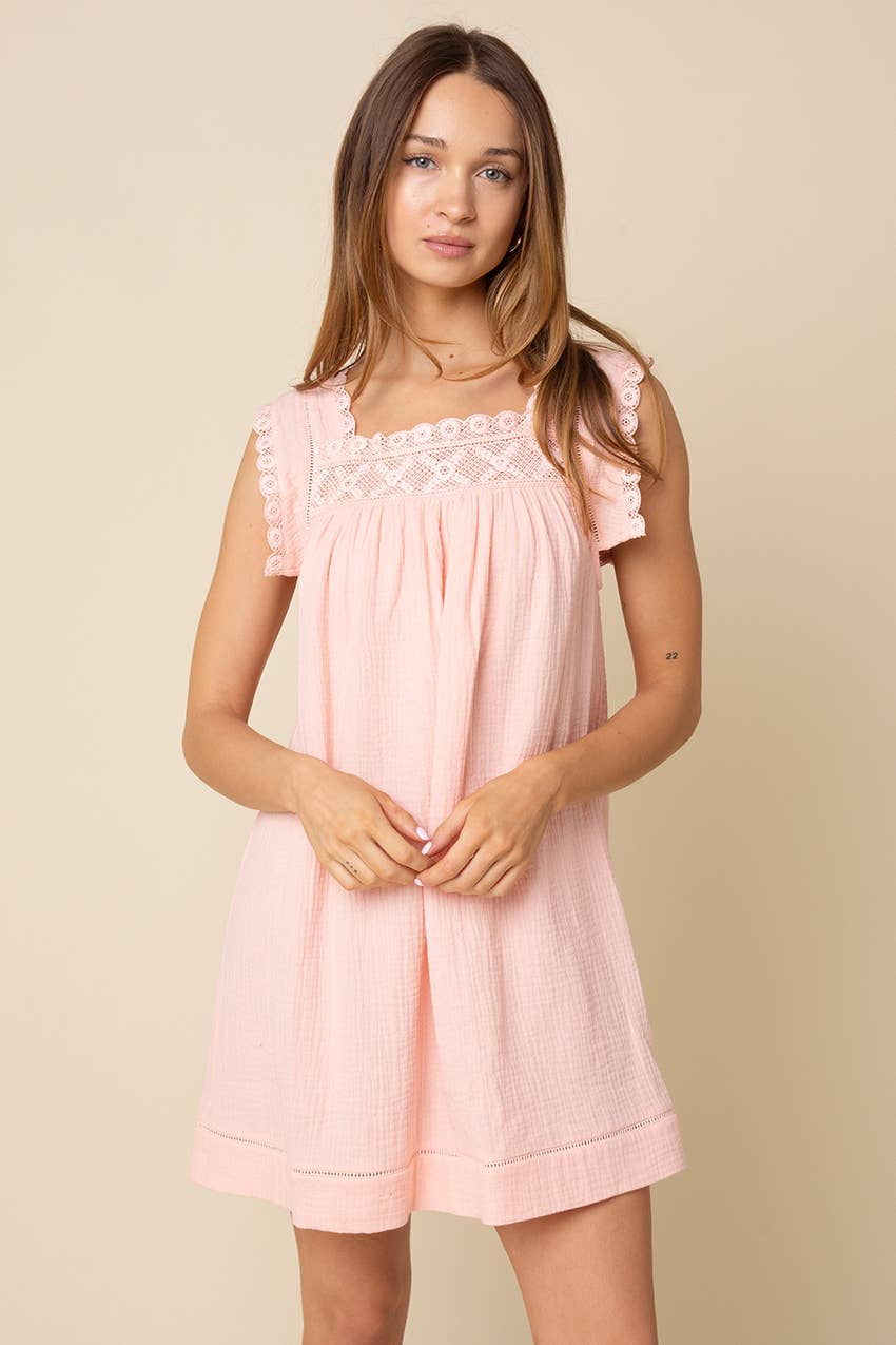 Jamya Square-Neck Empire Mini Dress