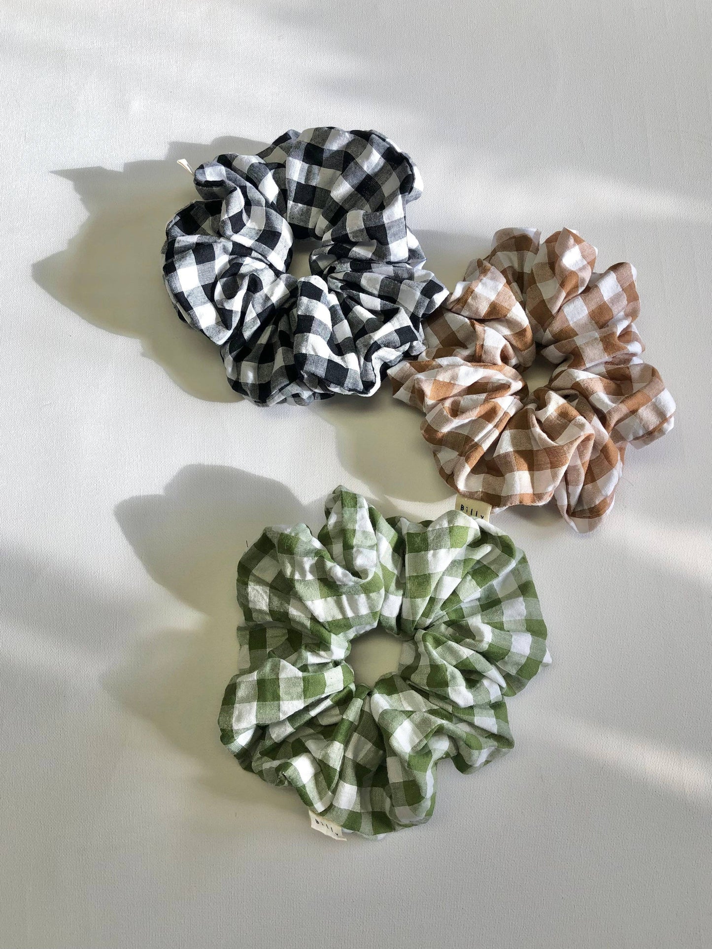 GINGHAM SCRUNCHIES  - neutral