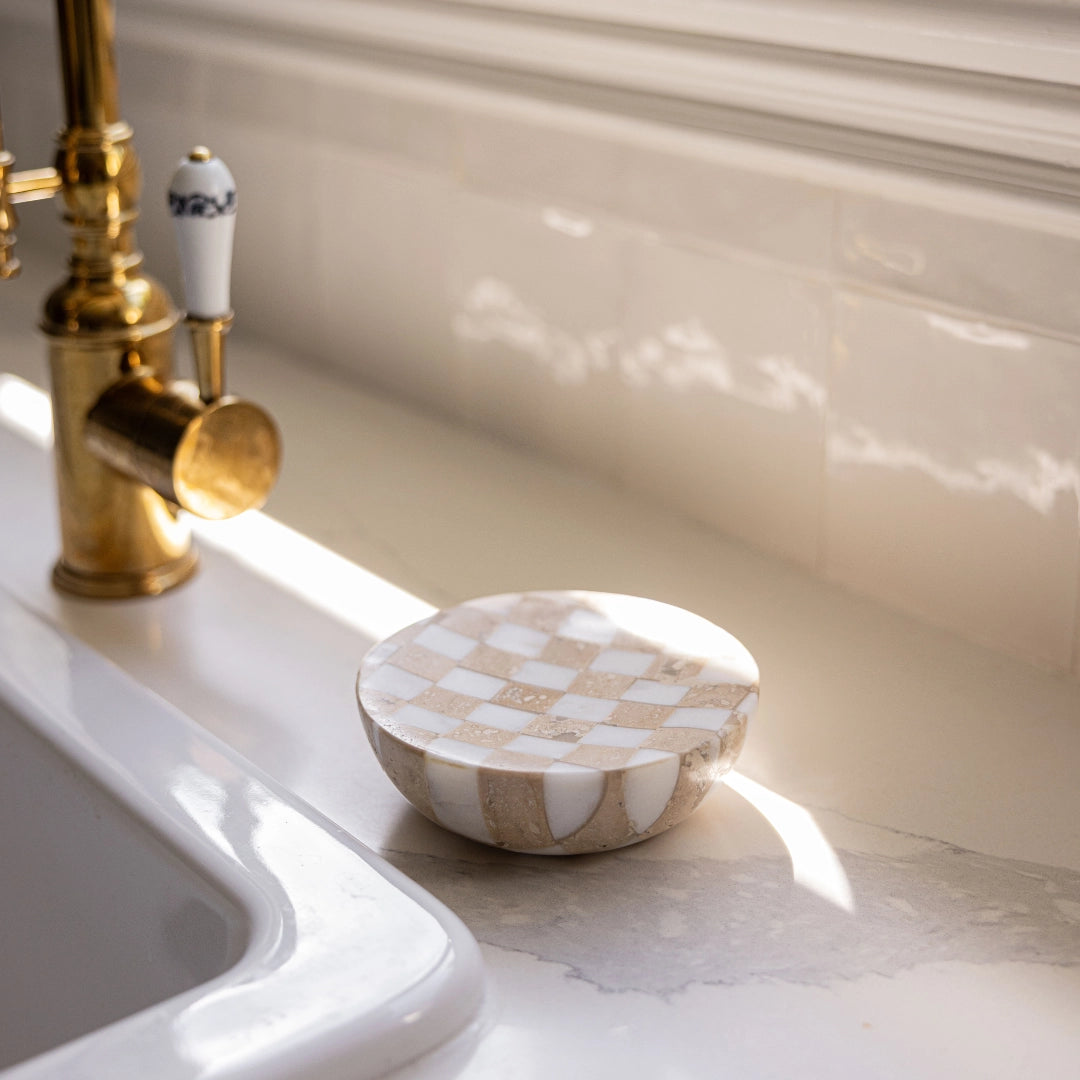 Checkered Travertine & Marble Soap