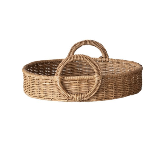 Round Rattan Basket Tray