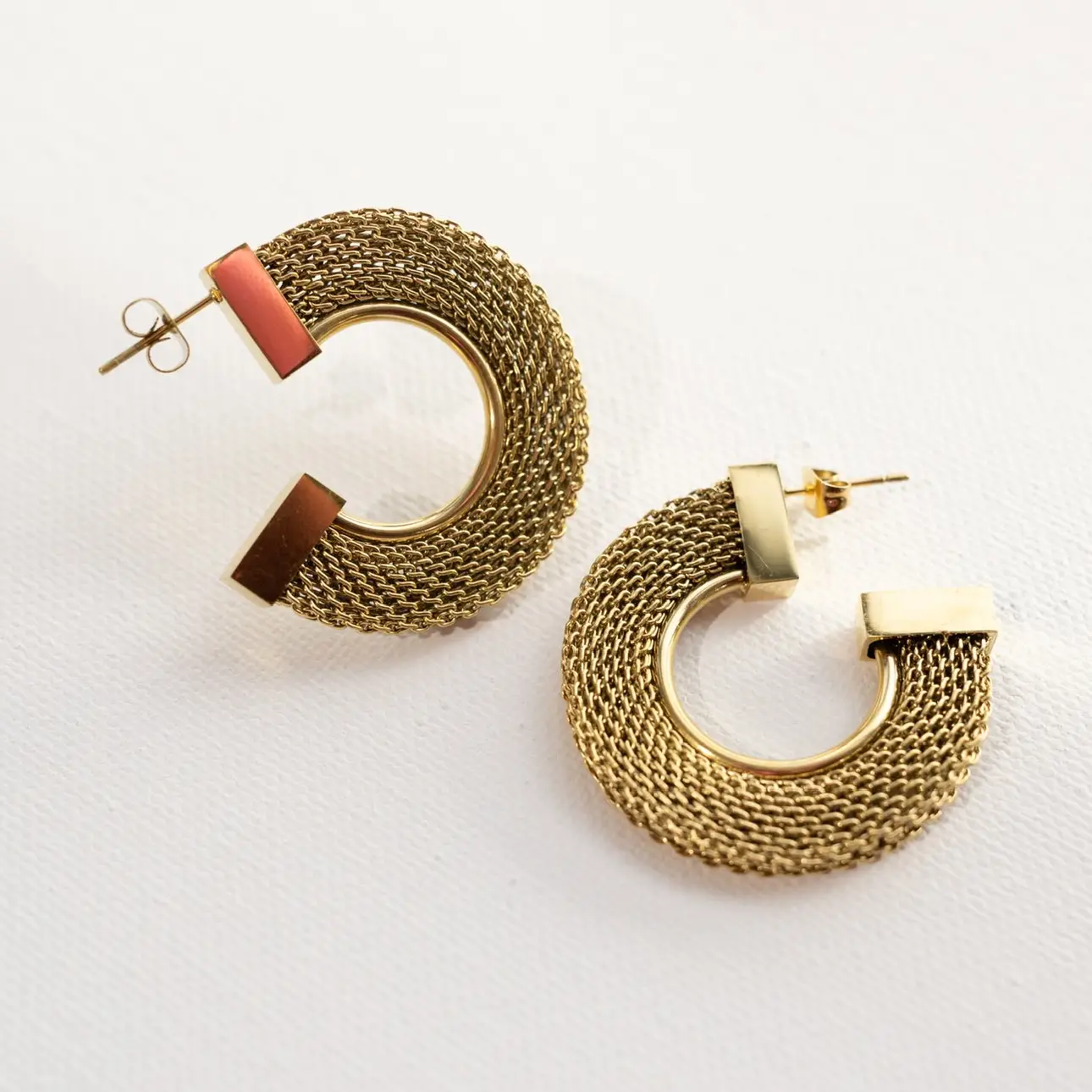 Athena Gold Mesh Hoops