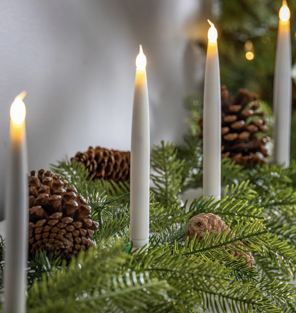 Ivory LED Taper Candle Set