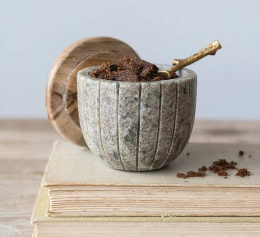 Marble Container w/ Wood Lid
