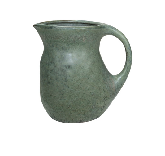 Green Stoneware Pitcher