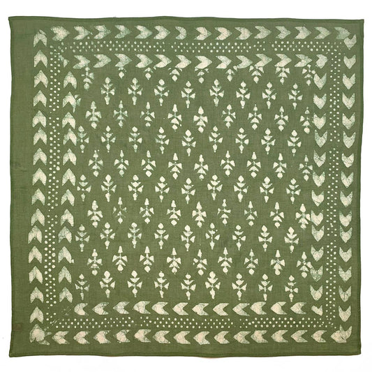 Green Block Printed Bandana
