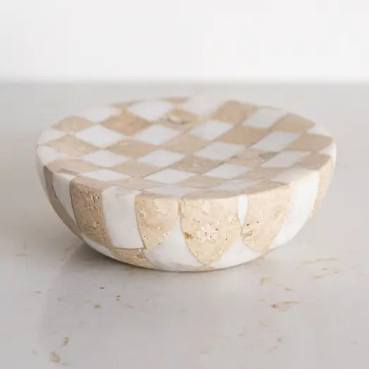 Checkered Travertine & Marble Soap