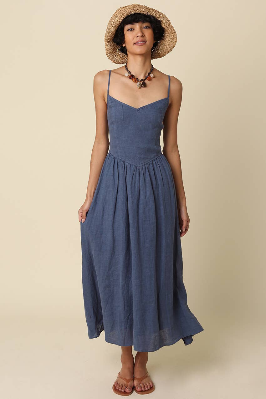 Jodi Linen Sleeveless Maxi Dress