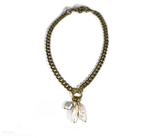 Pearl Drop + Chain Necklace