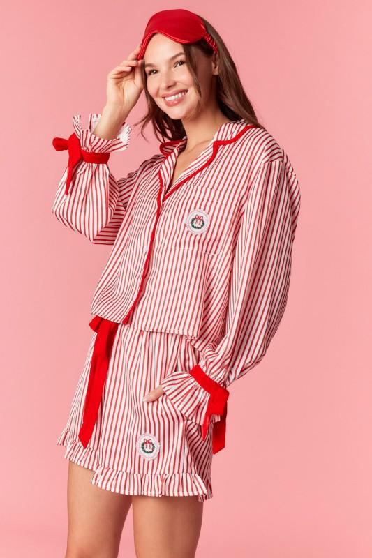 Stripe & Wreath Detail PJ Set