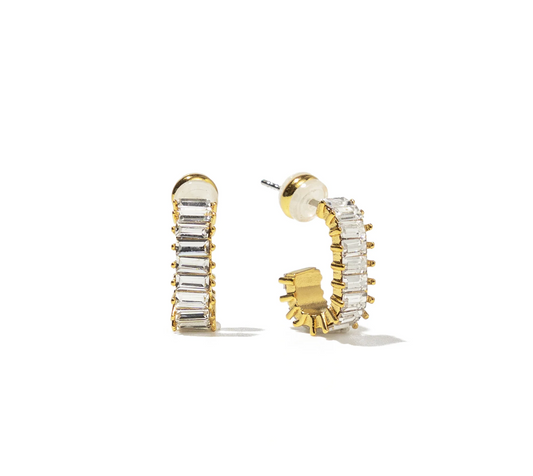 18K Square Diamond Hoops