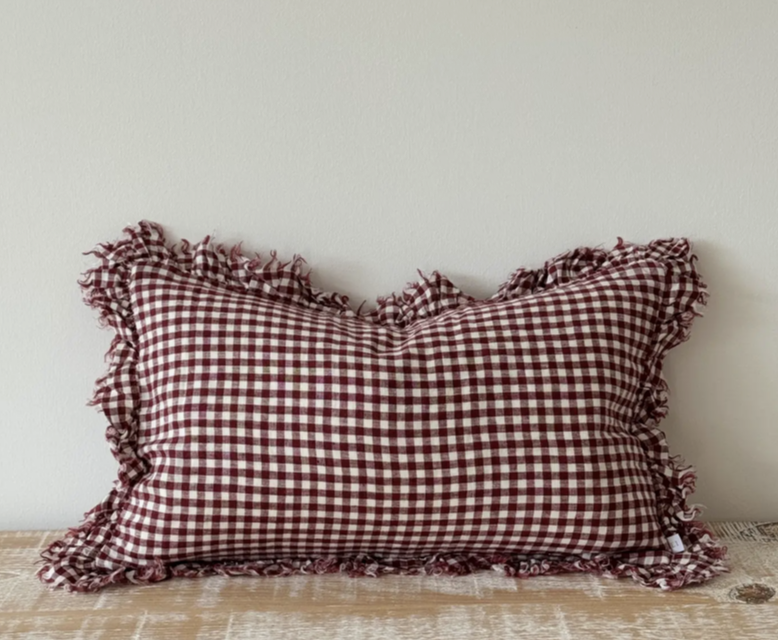 Gingham Ruffle Pillow