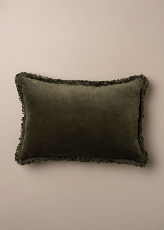 Velvet Lumbar Pillow | Dark Olive