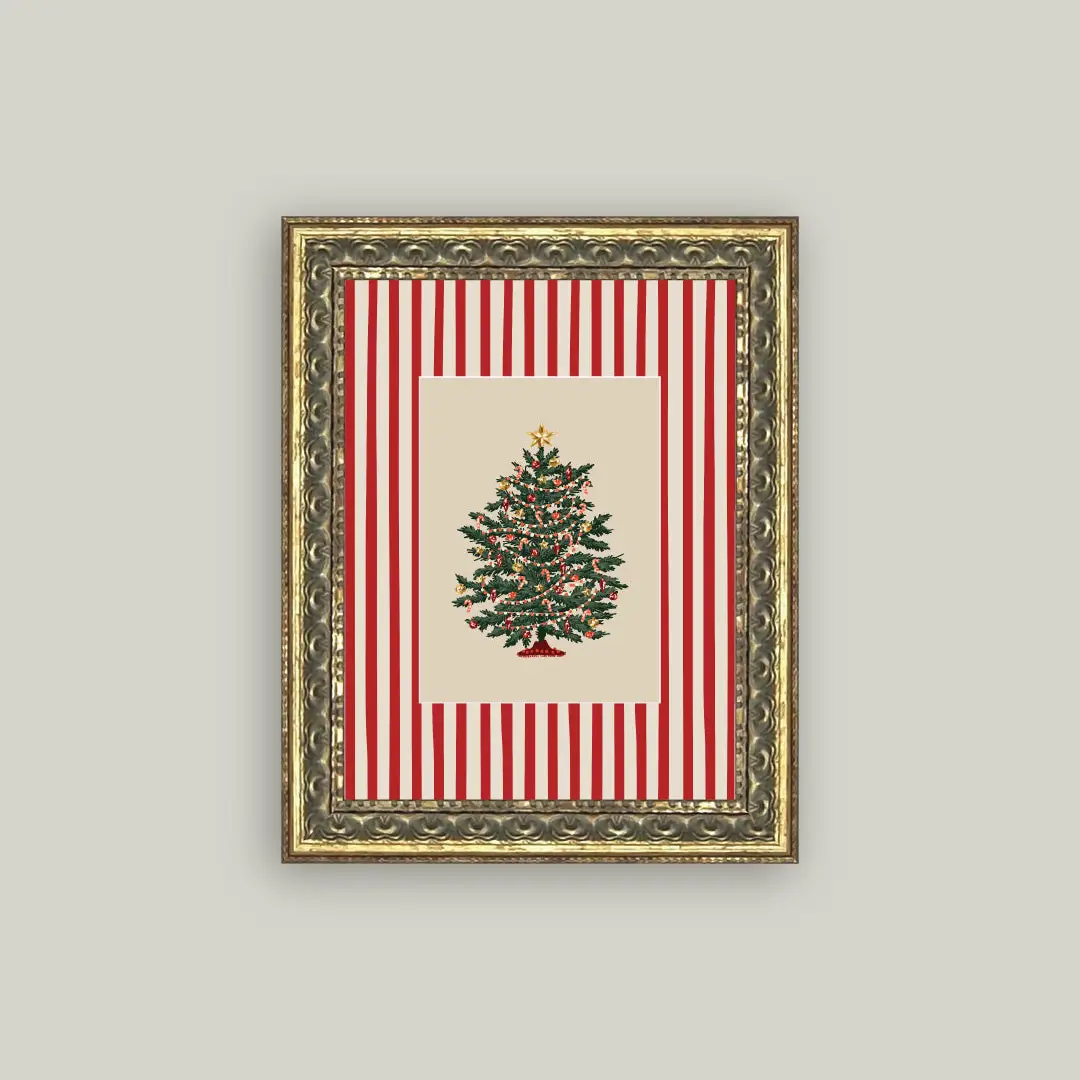 Peppermint Stripe Framed Art