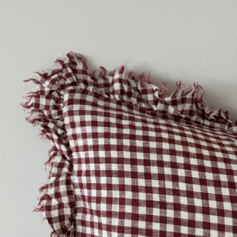 Gingham Ruffle Pillow