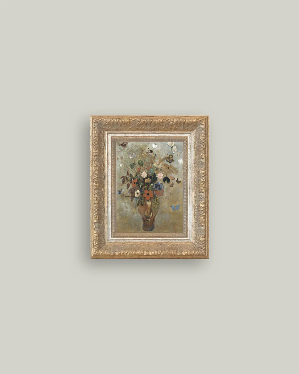 Flower Butterfly Vase Framed Art
