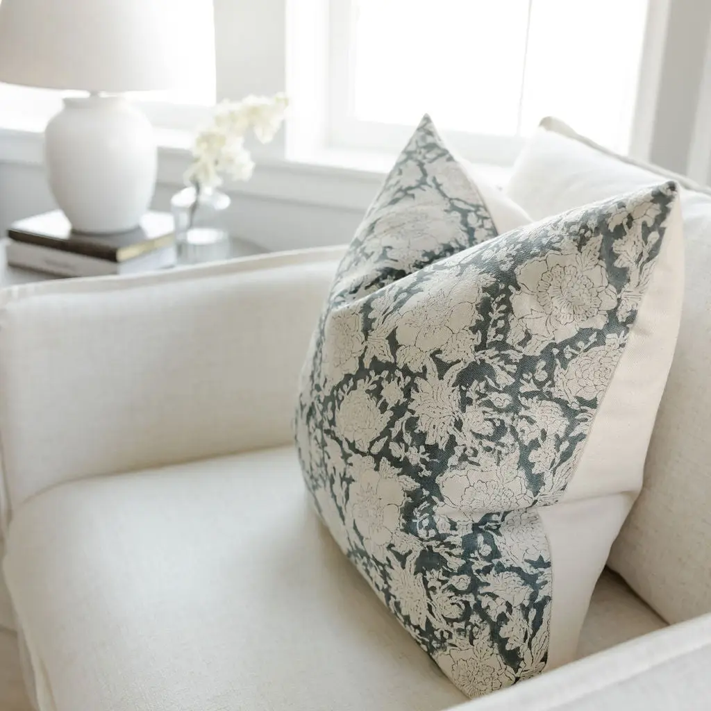 Indigo Thistle Pillow 22"