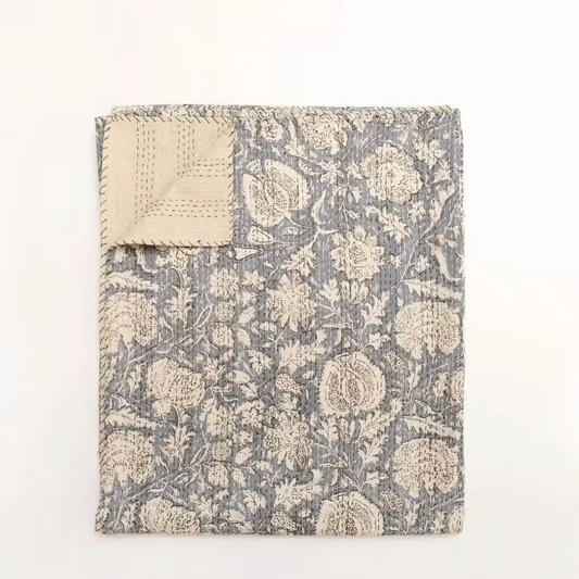 Kantha Quilt Queen - Blue