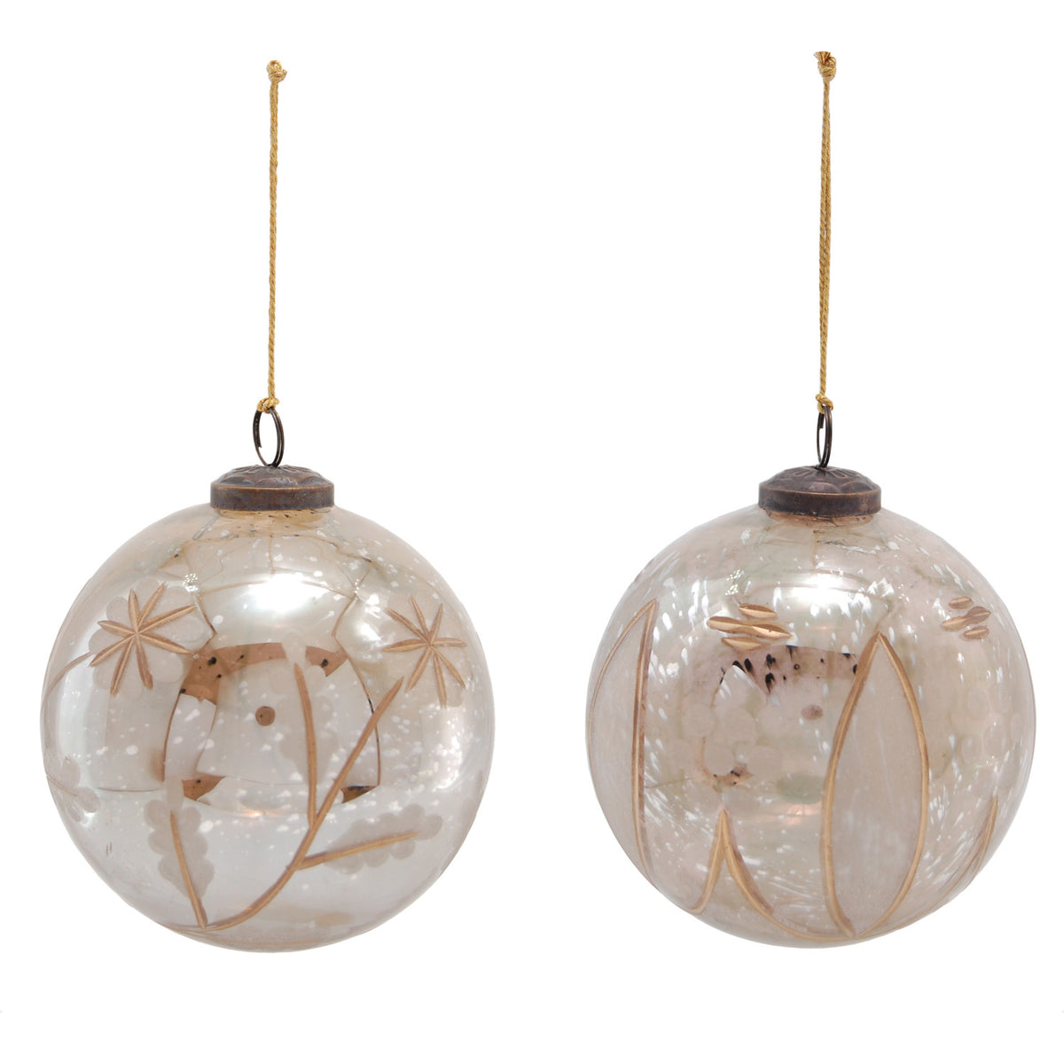 Etched Mercury Glass Ball Ornament
