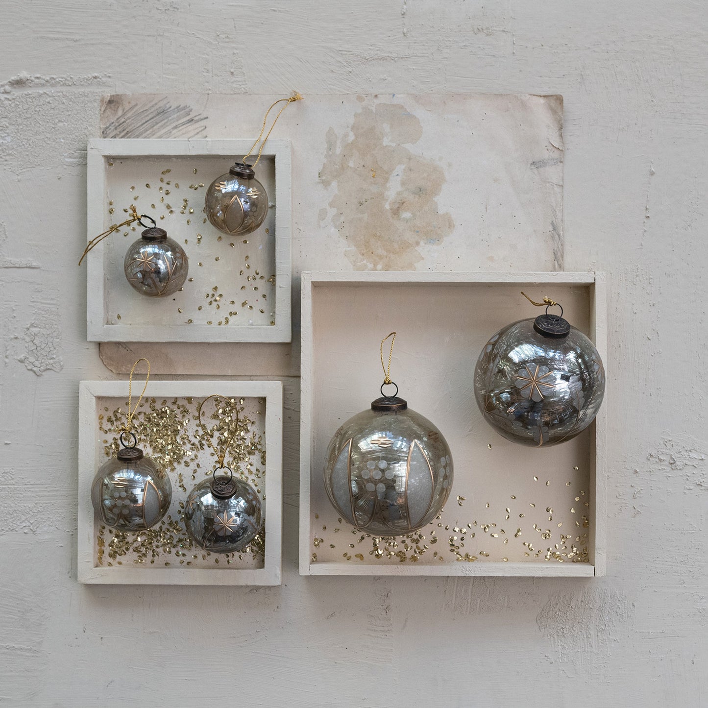 Etched Mercury Glass Ball Ornament