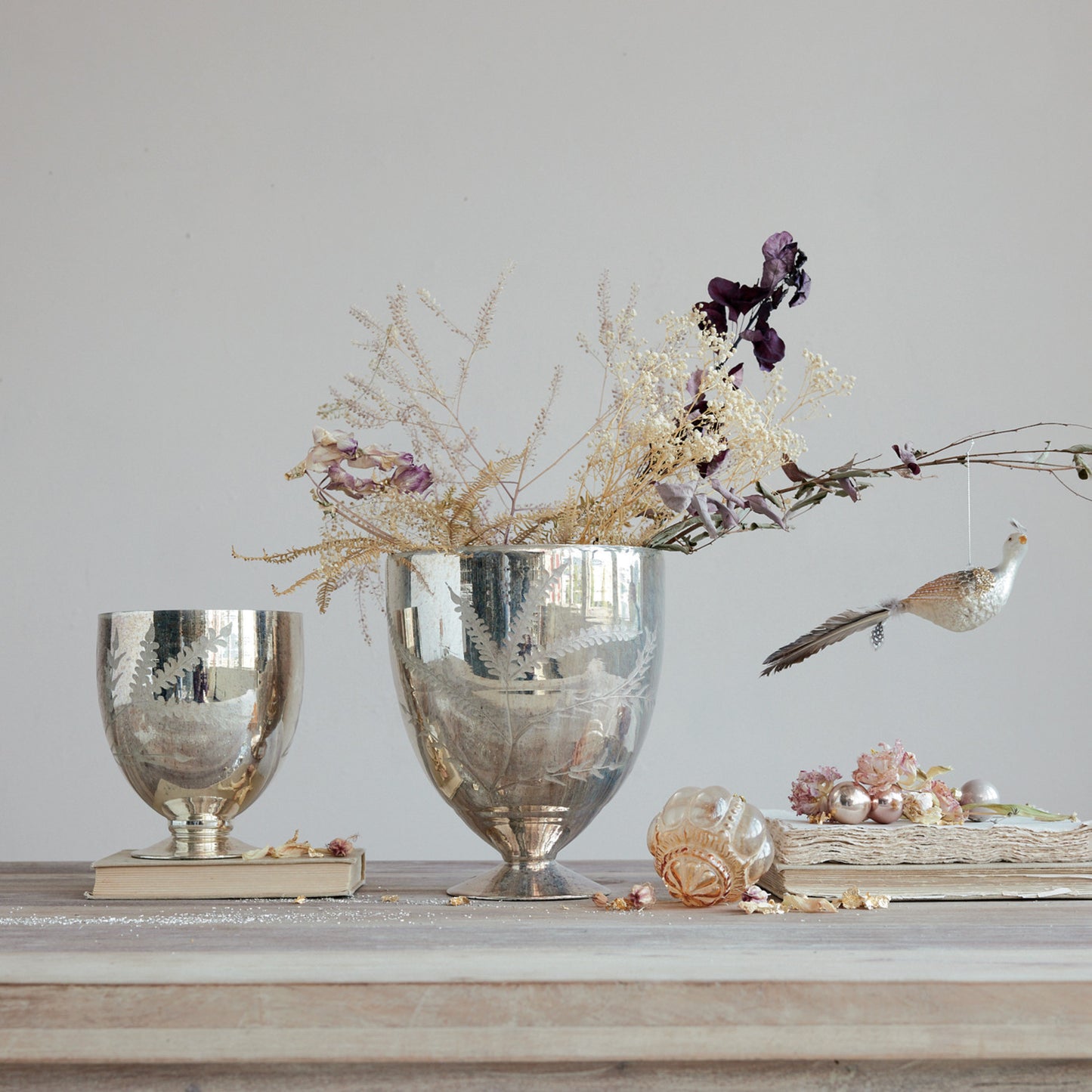Etched Mercury Glass Vase